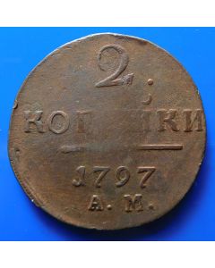 Russia 2 Kopeks 1797AMC#95.2  Bitkin# 182