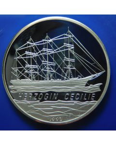 Congo Republic 1000 Francs 1993	 4-masted sailling ship 'Herzogin Cecilie' - Silver / Proof