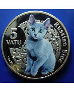 Vanuatu 	 5 Vatu	2015	Russian Blue – 29,4gram Silver + Inserts Swarovski crystals.
