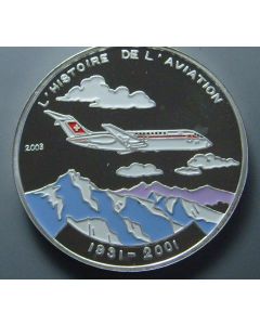 Chad	1000 Francs	2003	 McDonnell-Douglass DC 9 - Silver / Proof