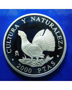 Spain 	 2000 Pesetas	1995	 Capercaillie bird – Silver