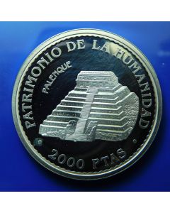 Spain 	 2000 Pesetas	1996	 Palenque – Silver