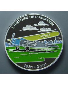 Chad	1000 Francs	2003	 Fokker F-7a - Silver / Proof