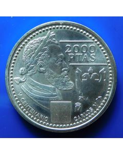 Spain 	 2000 Pesetas	2000	 Charles V -Silver
