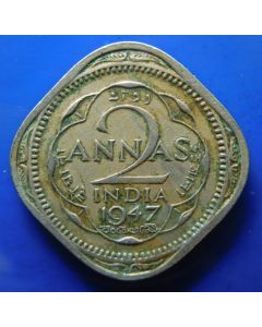 India-British-Colony  2 Annas 1947c km#542 