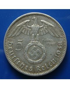 Third Reich  5 Reichsmark 1938A km# 94 