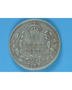 India-British-Colony  ¼ Rupee 1905c km#506