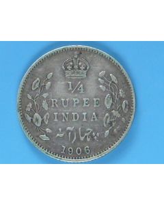 India-British-Colony  ¼ Rupee 1906c km#506 