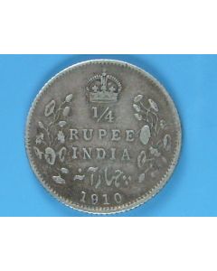 India-British-Colony  ¼ Rupee 1910c km#506 
