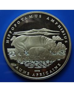 Chad	 1000 Francs	2002	 - Hippopotamus - Silver / Proof