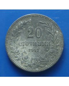 Bulgaria  20 Stotinki 1917km# 26a   Schön# C18zinc