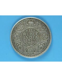 India-British-Colony  ½ Rupee 1917b km#522