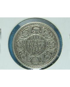 India-British-Colony  ½ Rupee 1936c km#522 