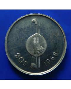 Swaziland 	 20 Cents	1968	 - Independence Commemorative - Silver / Proof