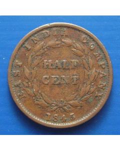 Straits Settlements ½ Cent1845 km# 2 
