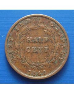 Straits Settlements ½ Cent1845 km# 2 