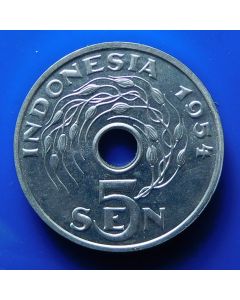Indonesia 	5 Sen	1954	 - Rice stalk