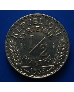 Syria  French Protectorate ½ Piastre 1935km# 75 UNC - Silver