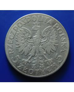 Poland 	 5 Zlotych	1932	 - Queen Jadwiga – Warsaw arrow in claw