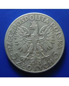 Poland 	 5 Zlotych	1934	 - Queen Jadwiga 