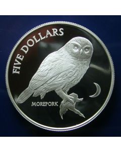New Zealand 	 5 Dollars	1999	 Morepork - Silver / Proof