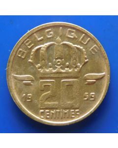 Belgium 	 20 Centimes	1959	 (Belgique / French Text) km# 146   