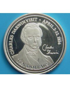 Keeliing Cocos 10 Dollars 2003  Charles Darwin - Silver / Proof