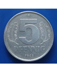 Germany Democratic Republic  5 Pfennig1968 km# 9.1 