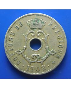 Belgium 	 25 Centimes	1908	Léopold II (French text)  km# 62