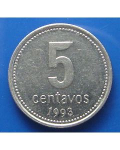 Argentina 	 5 Centavos	1993	 - Radiant  sunface
