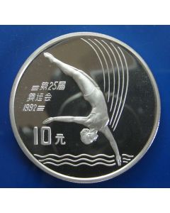 China	 10 Yuan	1990	 - Platform diver - Proof / Silver