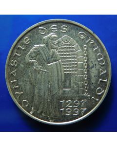 Monaco 	 100 Francs	1997	 700th Anniversary of the Grimaldi Dynasty – Silver