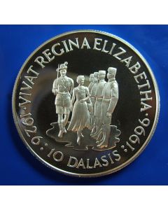 Gambia 	10 Dalasis	1996	 Queen inspecting guard - Silver / Proof