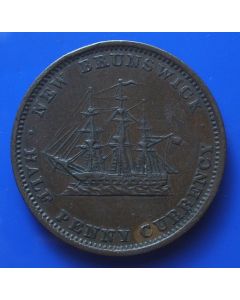 New Brunswick Halfpenny1854km# 3  - Three masted ship