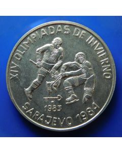 Cuba 1 Peso 1983 SARAJEVO 1984 Ice Hocky