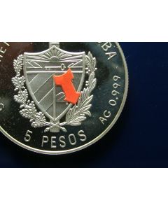 Carib.C.	 5 Pesos	1993	 - Type V - Postal Steamship - Proof / Silver