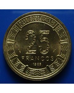 Equatorial Guinea 25 Francos	1985  - Three Giant Eland - UNC