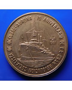 Carib.C.	Gold-Plated  Peso	1987	 - 70th Ann. Of Bolshevik Revolution