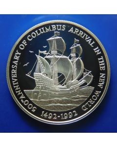 Jamaica 10 Dollars 1992	500th ANNIVERSARY OF COLUMBUS ARRIVAL IN THE NEW WORLD – Silver / Proof
