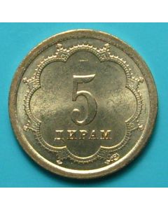  Tajikistan 	 5 Dirams	2001	  Unc -small value