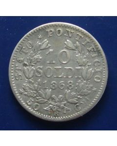 Vatican 10 Soldi1868  km# 1386.2 PIVS.IX.