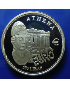 Order of Malta	 500 Liras	2001	 - Silver - Proof / Athena