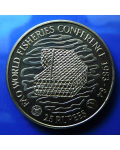 Seychelles 	 25 Rupees	1983	 Proof / Silver- F.A.O. Fisheries Conference