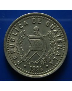 Guatemala 	 25 Centavos	1964	 Silver