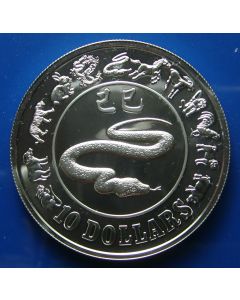 Singapore 	 10 Dollars	1989	 - Year of the Snake - Silver / Proof