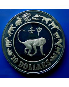 Singapore 	 10 Dollars	1992	 Silver / Proof - Year of the Monkey