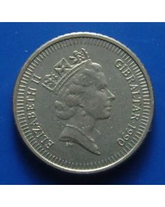 Gibraltar 5 Pence 1990AB km# 22.2