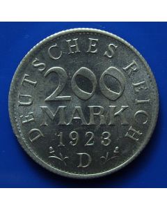 German, Weimar Republic  200 Mark 1923D km# 35 