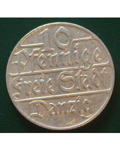 Danzig10 Pfennig1923km# 143    Schön# 6