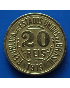 Brazil  20 Reis 1919	 - Bust with cap (no dot between 2 and 0)